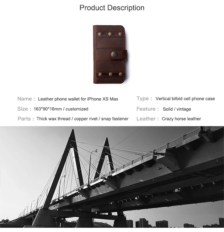 handmade vintage leather cell phone case for iPhone XS Max