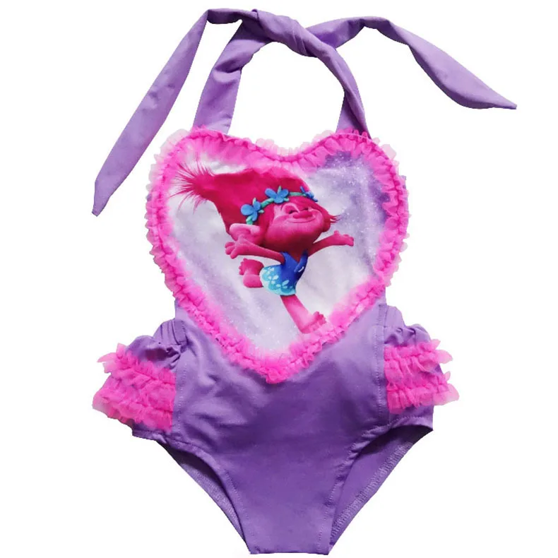 One Piece Swimsuit for Girls Cute Heart Trolls moana Lace Children's Cosplay Costume | Детская одежда и обувь
