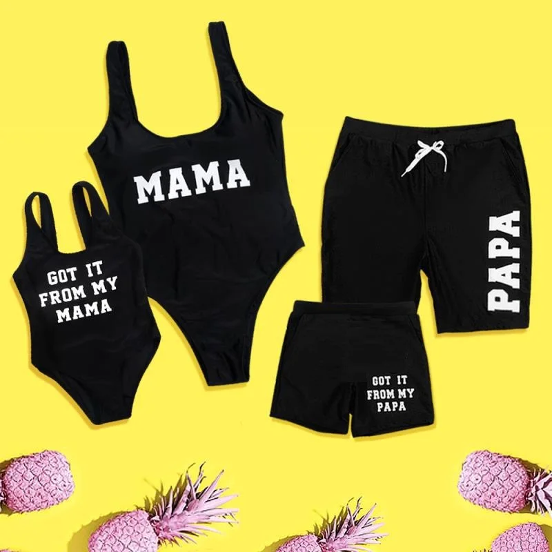 

Family Matching Swimwear Beach Mother Daughter Swimsuits Men Kids Boys Trunks Dad Son Mommy and Me Clothes Family Outfits Look