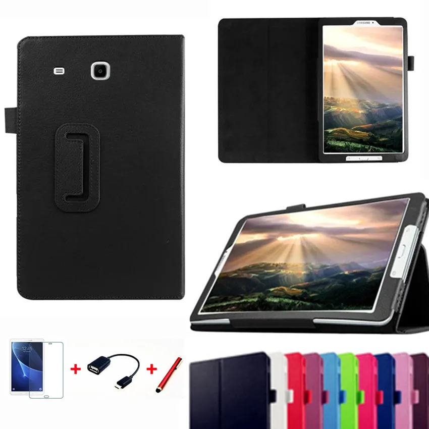 Чехол для samsung Galaxy Tab E 9,6 T560 T561 тонкий складывающийся Чехол-книжка чехол-подставка из искусственной кожи чехол для samsung Tab E T560+ пленка+ ручка+ otg
