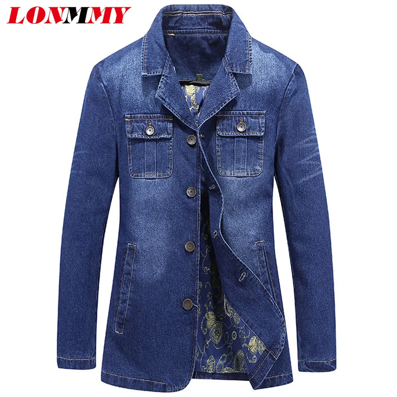 LONMMY Denim blazers men suits Cotton Casual blazer men jeans jackets