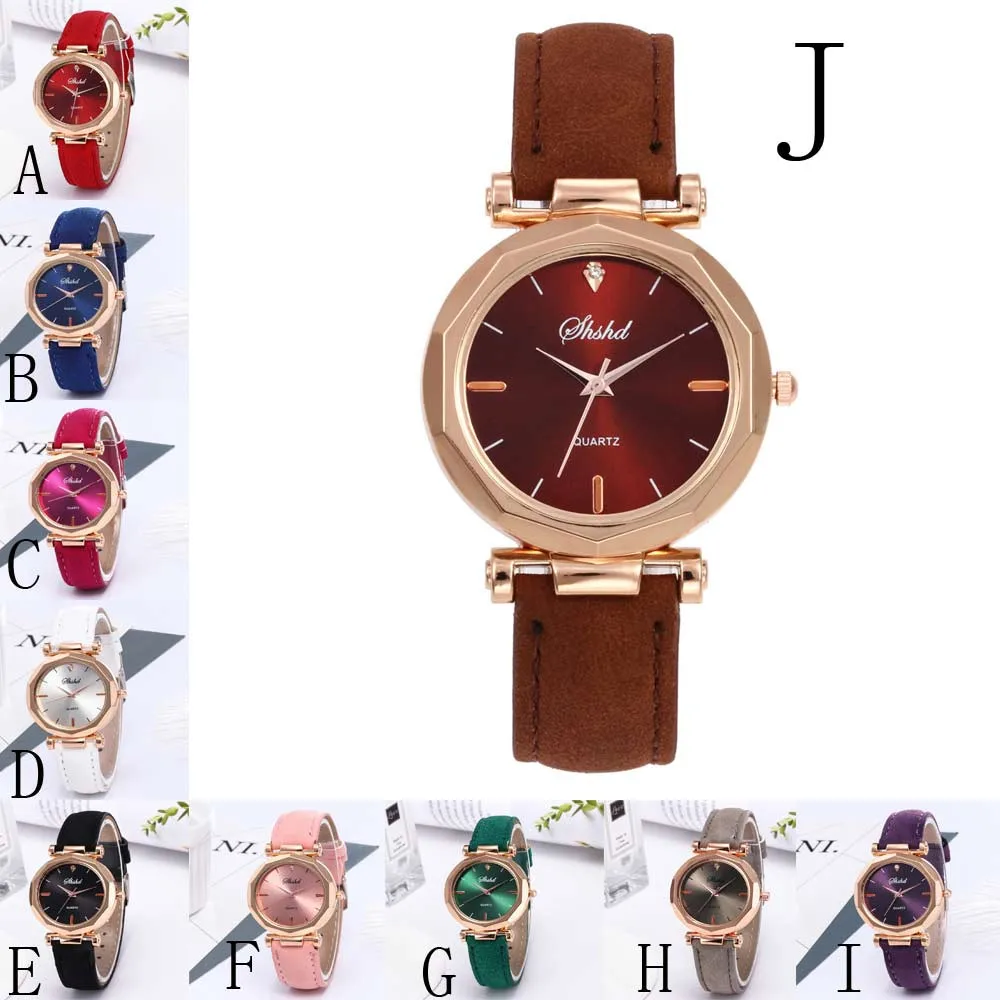 Luxury Women Quartz watches Faux Leather Color Metal Dial Wristwatch Fashion Women Watch relogio feminino for dropshipping