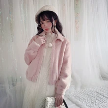 KEQI Bobon21 осень-зима, теплые, мягкие, на пуговицах, с карманами, меховая куртка женская плюшевые пальто Повседневное верхняя одежда розовый C1665