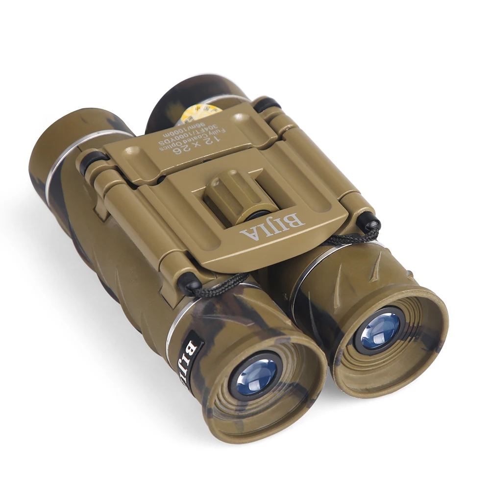 BIJIA 12X26 المدمجة البسيطة مناظير مع حقيبة حمل و الرقبة حزام HD للطي مناظير لمشاهدة الطيور المشي التخييم