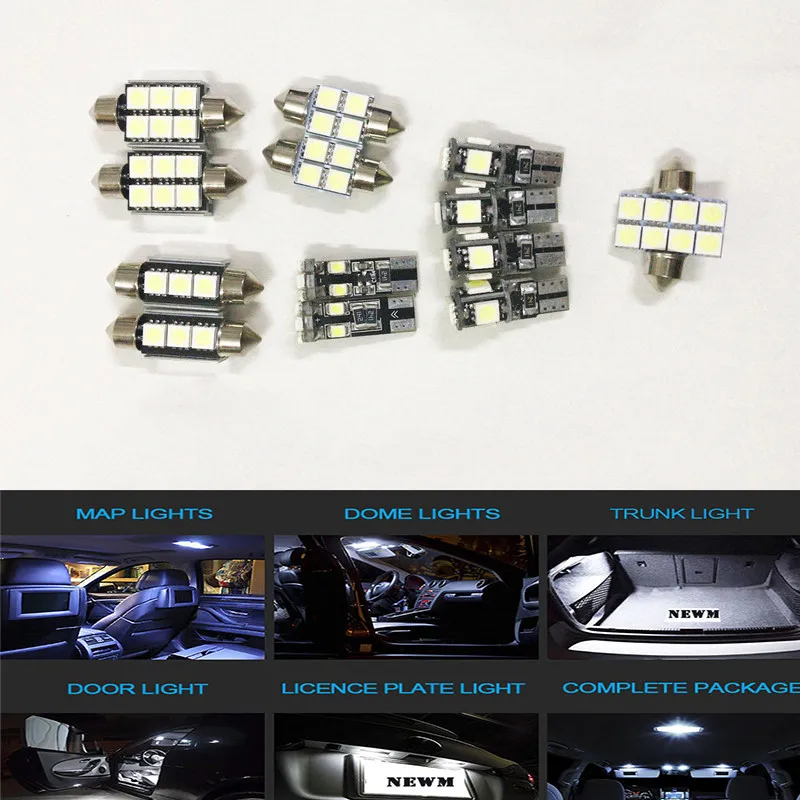 12 шт./компл. авто Интерьер светодиодный светильник лампочки Canbus LED комплект для VW 2005-2010 Touareg белый, в багажнике шаг плафон лампы