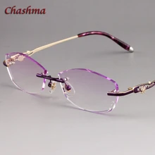 Бренд Chashma, цветные линзы, модные очки, оправа для женщин, оптические очки без оправы, сплав, очки, женские очки с камнями