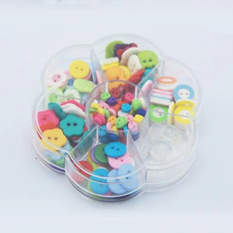 

Big Discount!220pcs Resin Mixed color Buttons with storage box decorative button Craft Scrapbooking DIY Tools Sewing Accessories