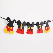 Мышь плакат "с днем рождения", я один баннер для вечеринки, на заказ первый день рождения высокий стул баннер