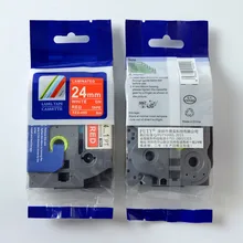 2 PCS compatível Brother P-TOUCH TZe-455 TZ-455 TZE455 TZE 455 24 mm branco sobre vermelho laminadas TZ fita etiqueta