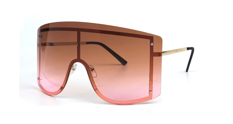 Негабаритные солнцезащитные очки с одной линзой для мужчин и женщин модные очки UV400 Винтажные Очки 47949 - Цвет линз: C7 gradient tea