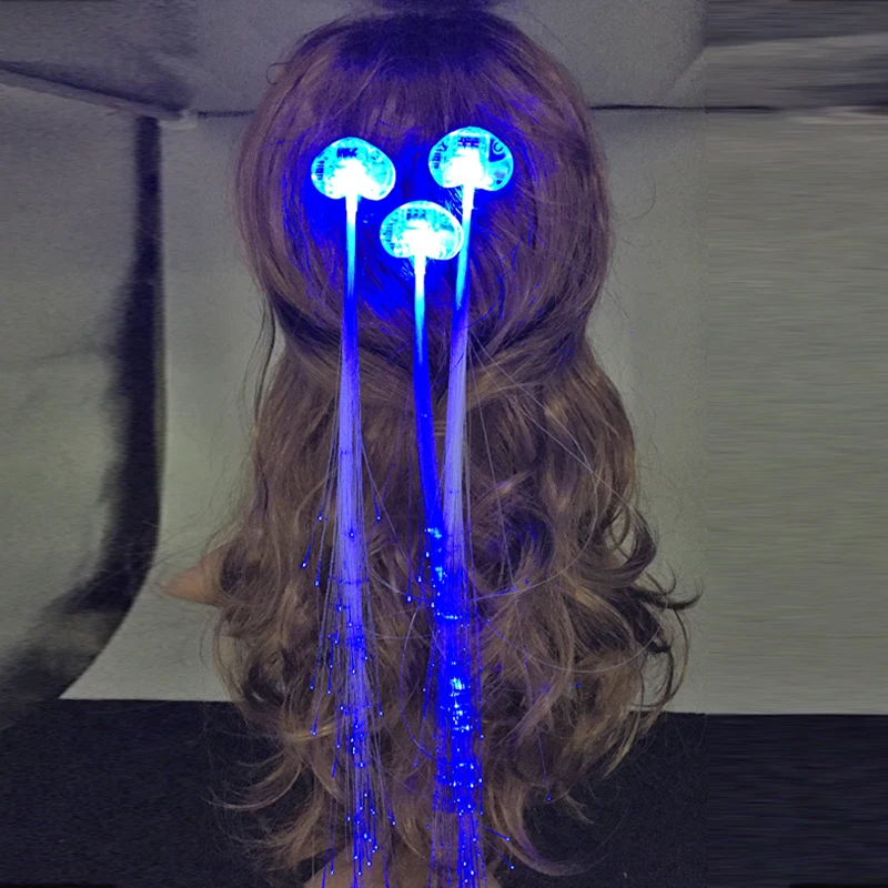 Fashion 12pcs Blue Color LED Light Up Hair Braid Flash Hairpin For