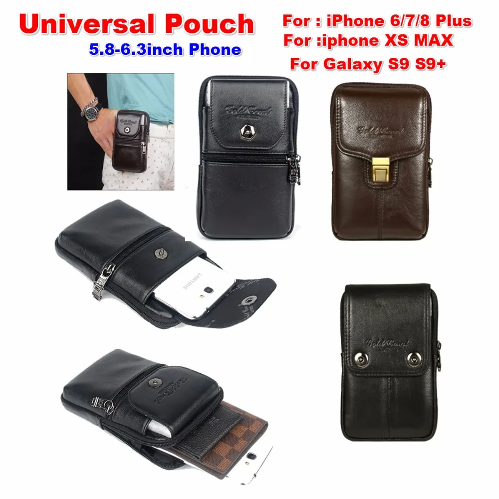 

Universal Smartphone Carrying Leather Case Pouch Crossbody Shoulder Waist Belt Wallet Bag for Xiaomi 8/iPhone Xs Max/XR/Nubia X
