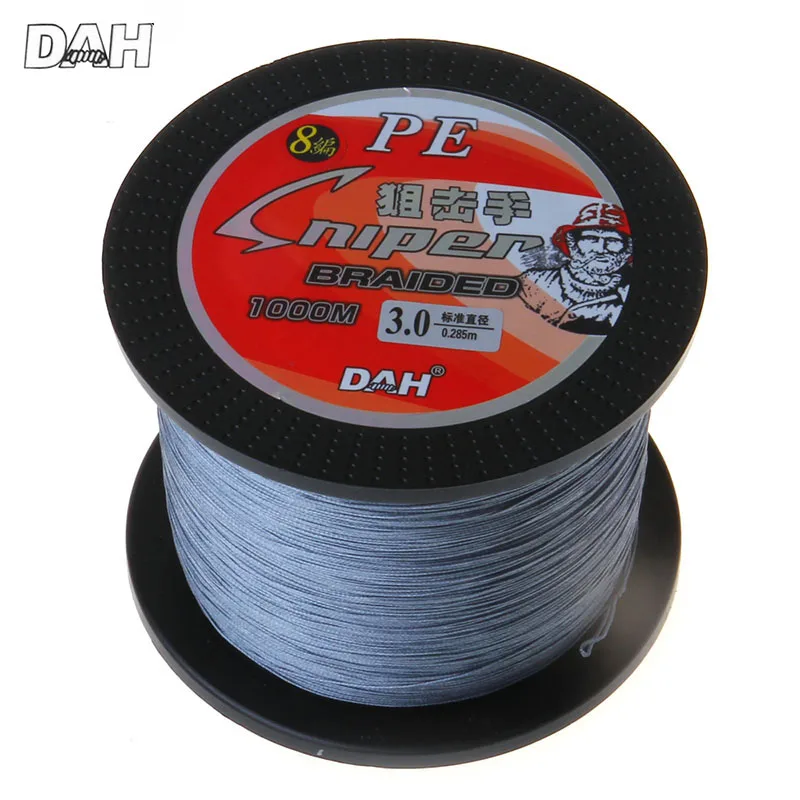 1000M 8X DAH BRAND Super Strong Japan Multifilament 100% PE braided fishing line 8 strands braided wires 10LB to 100LB