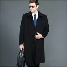 Прямая с фабрики, модная мужская длинная куртка, классический деловой наряд, Осень-зима, мужской кашемировый шерстяной длинный плащ
