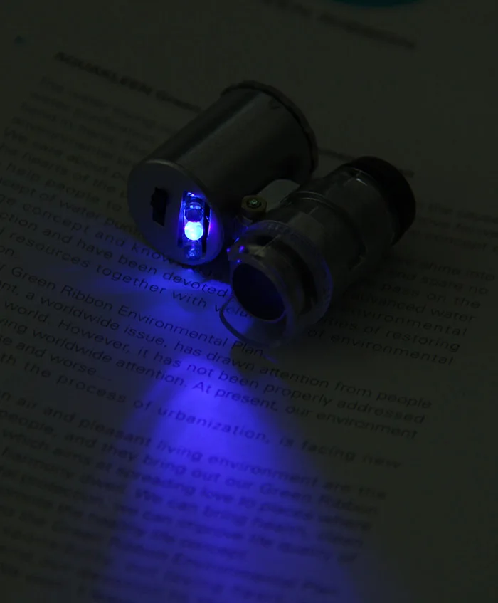 Мини 60x ручной микроскоп Лупа валюта обнаружения светодио дный и УФ-подсветкой