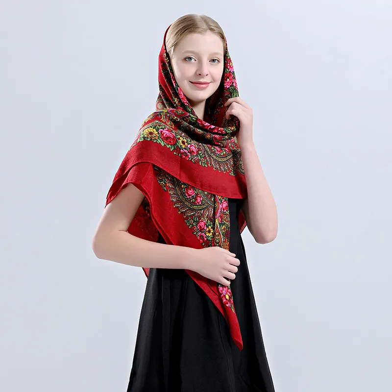 Cotton Square Scarves Womens Scarf Luxury Brand Russian Scarf Shawls