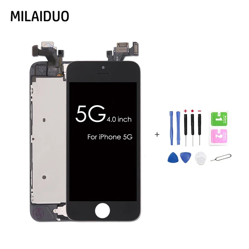 

LCD Display For iPhone 5 5G Touch Screen Digitizer+Home Button+Front Camera+Ear Speaker Full Set Assembly Replacement with Tools