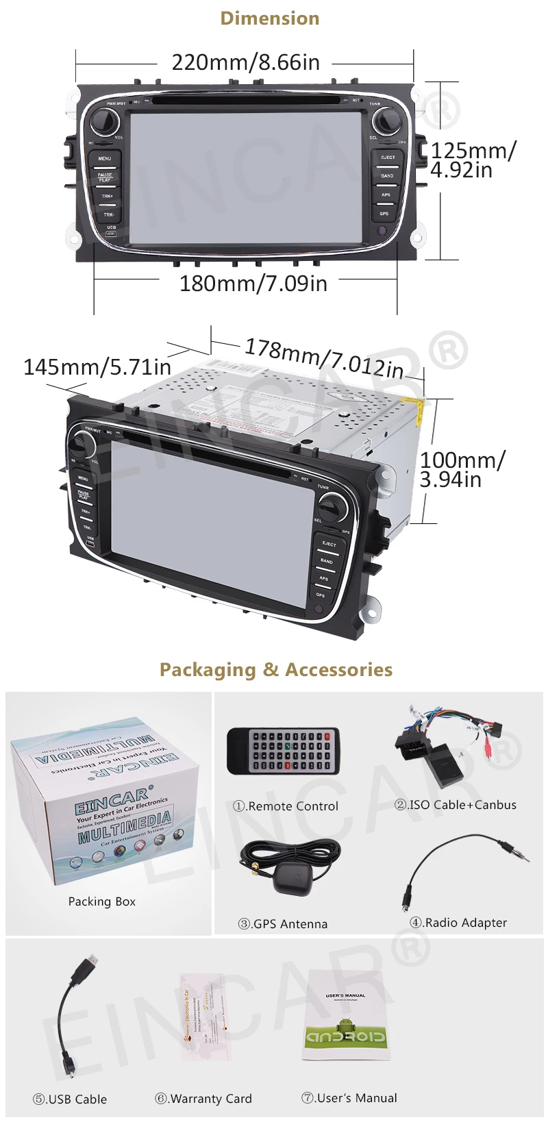 Discount Android 6.0 Car DVD Player HD GPS Navi Radio+CANBUS for Ford Mondeo Focus S-Max 8