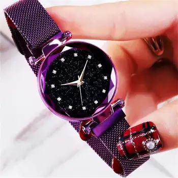 

Luxury Rose Gold Women Watches Starry Sky Magnetic Female Wristwatch Waterproof Rhinestone Clock relogio feminino montre femme