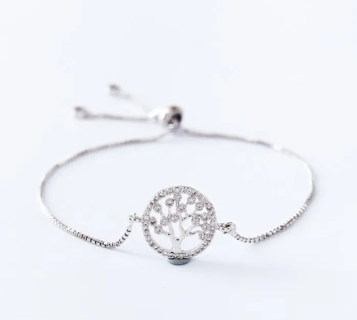 gold silver Chain micro pave cz Zircon Cubic Zirconia bracelet rope adjusted Macrame life Tree Bangle hrt4 Fashion women | Украшения и