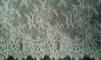 

3 Yards/PC, Wedding Lace Fabric french chantilly lace wedding fabric Soft Double Eyelash Edge Material