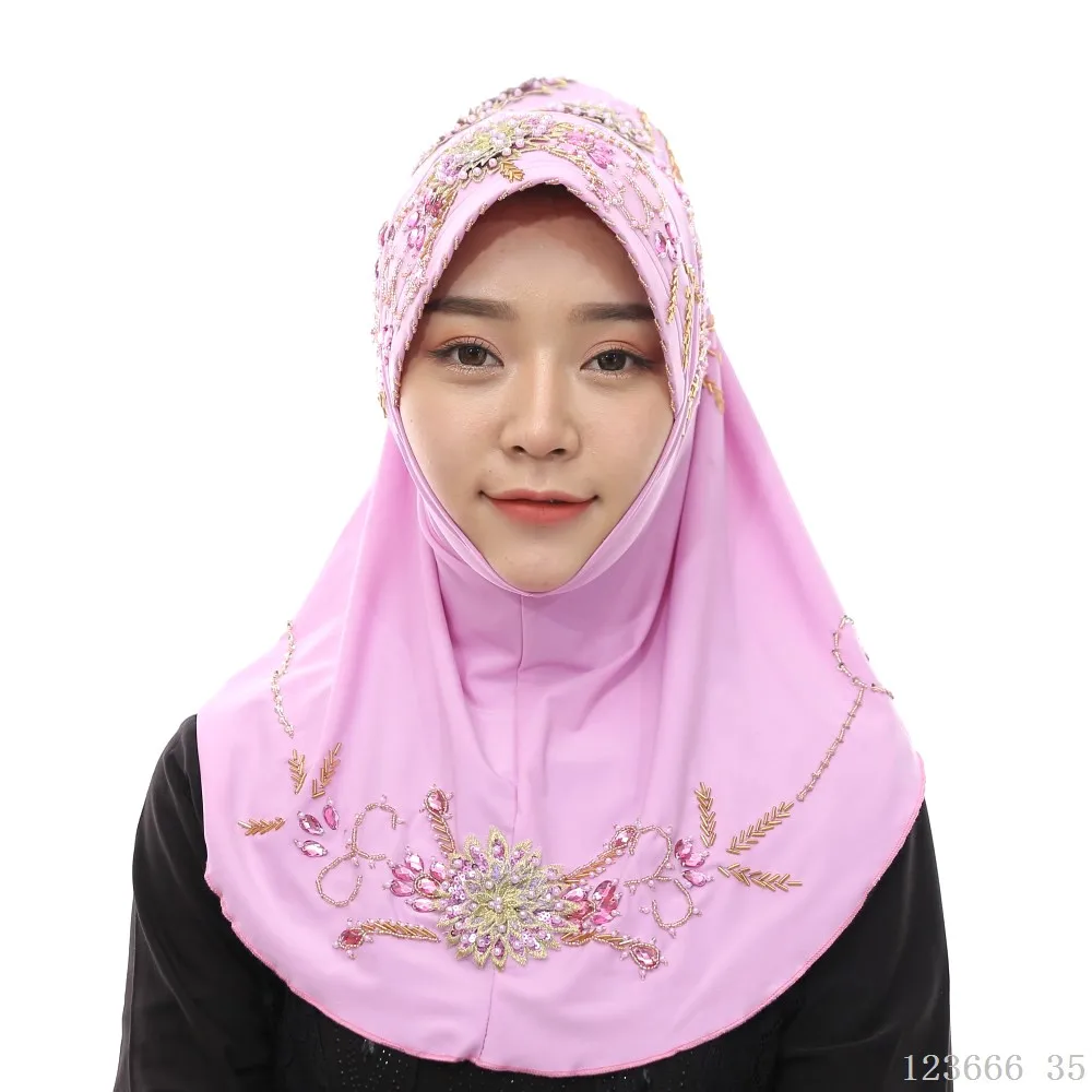 Новинка abaya Дубай головной убор хиджаб мусульманские шапочки под хиджаб из бисера тюрбан малазийские турецкие шарфы мгновенные хиджабы исламские продукты шапки - Цвет: muslim turban