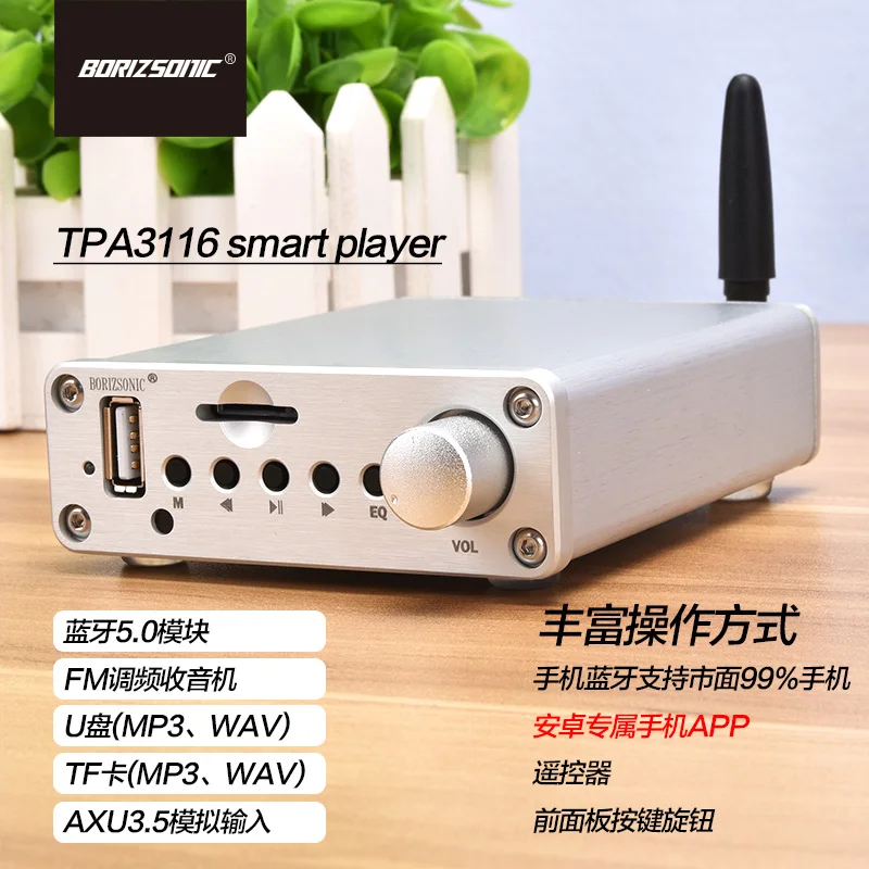 TPA3116 2,0 Класс D Мини цифровой усилитель мощности с bluetooth 5,0 smart APP U диск SD карта fm-радио Максимальная выходная мощность 50 Вт* 2
