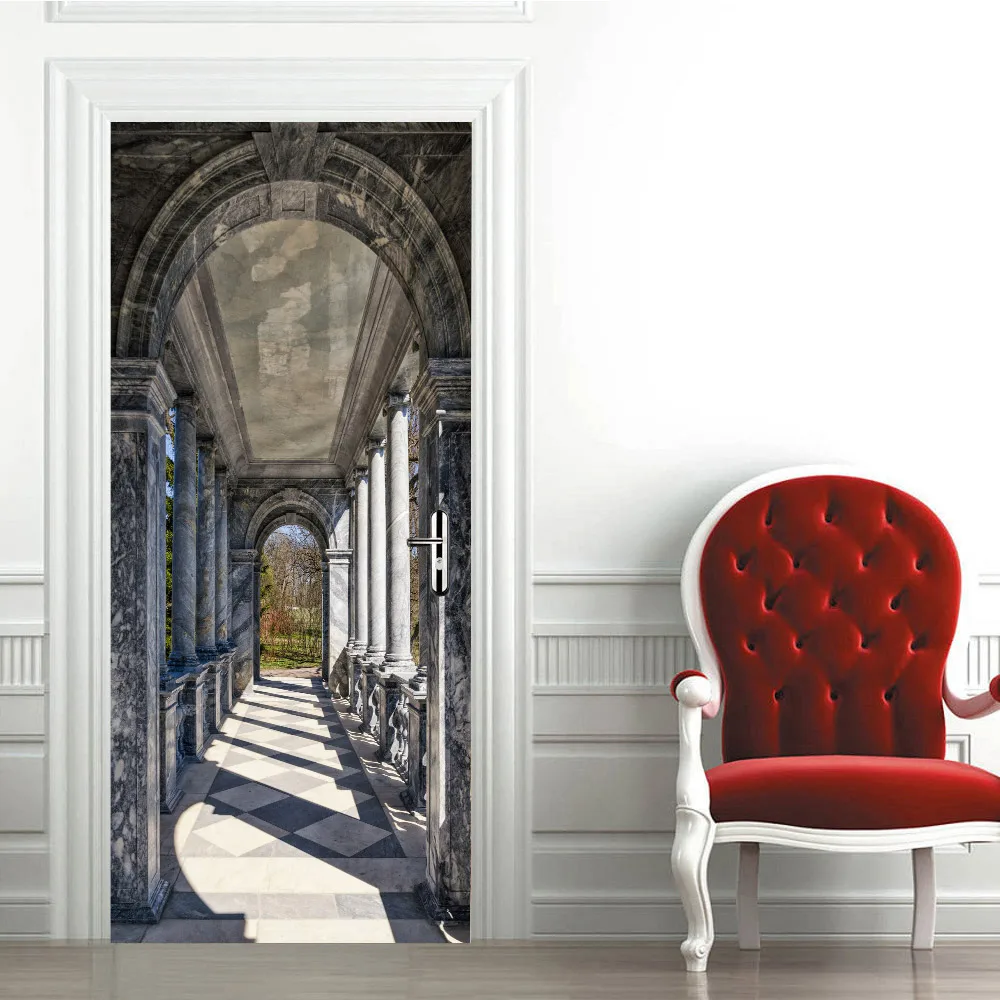 Креативные наклейки на дверь арки коридора DIY 3D Фреска для гостиной спальни домашний декор плакат ПВХ самоклеющиеся водонепроницаемые наклейки