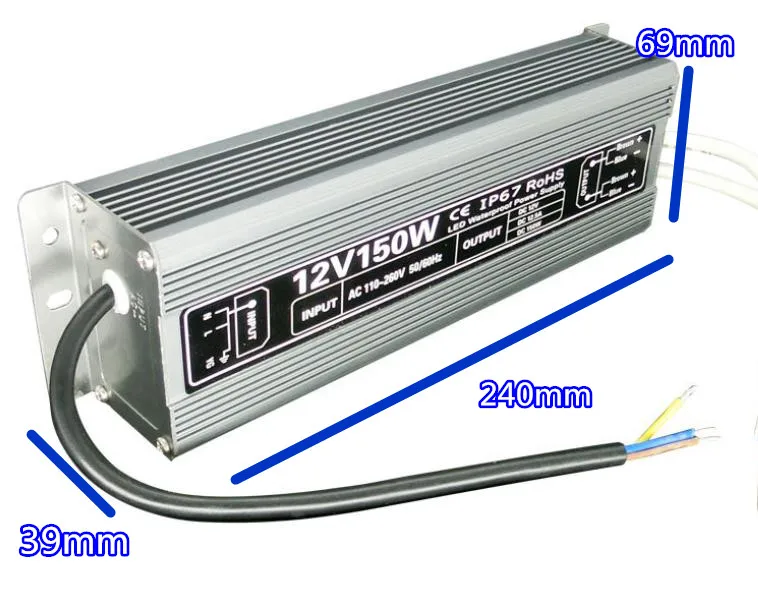 Водонепроницаемый DC 12V 150W Светодиодный драйвер IP67 адаптер для управления