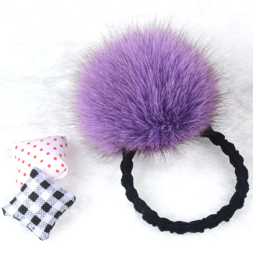 

LFPU 7 Colors Hot Sale Fox Fur Elastic Hair Rope Women Girl Hair Bands Hair Accessories