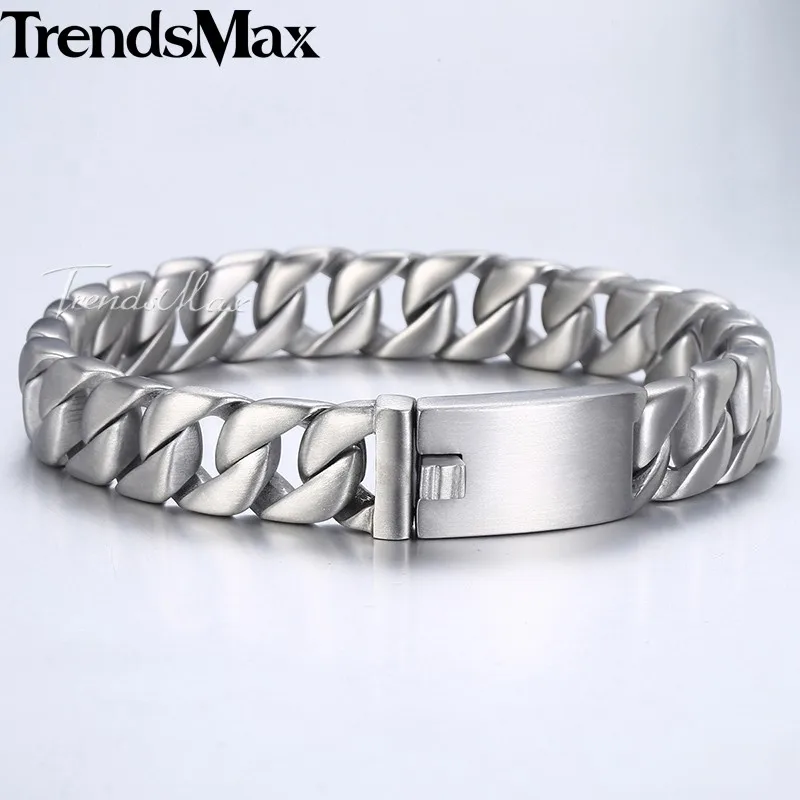 

Men's Bracelet Curb Cuban Link Chain 316L Stainless Steel Bracelet For Male Jewelry 2018 Gift Dropshipping Wholesale 11mm KHB162
