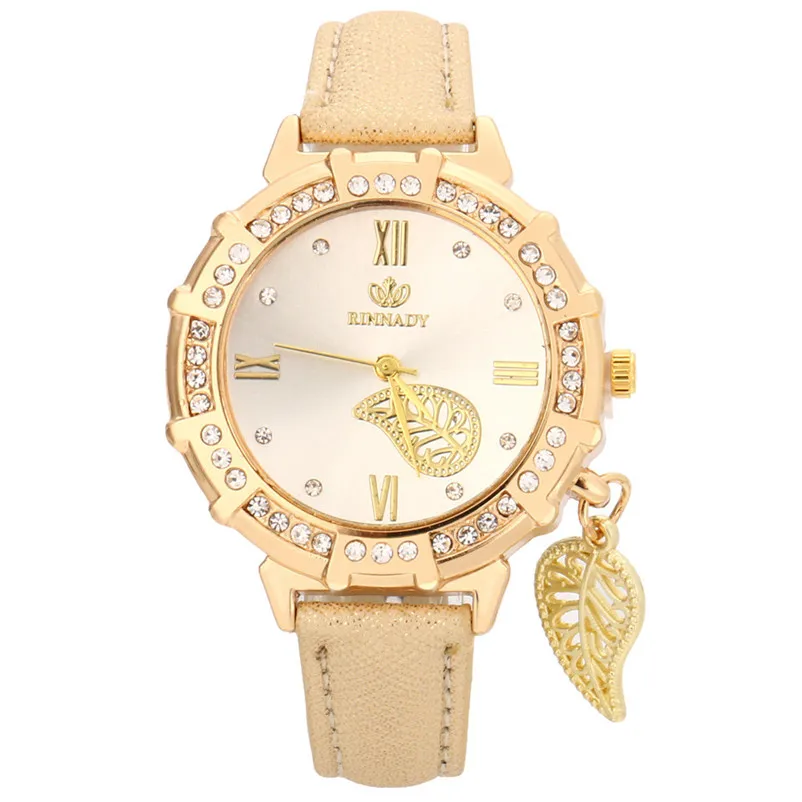 

New women watches bracelet watch ladies Quartz Wrist Leaves Tower Rhinestone Pendant Wrist Watch clock Relogio Masculino S19