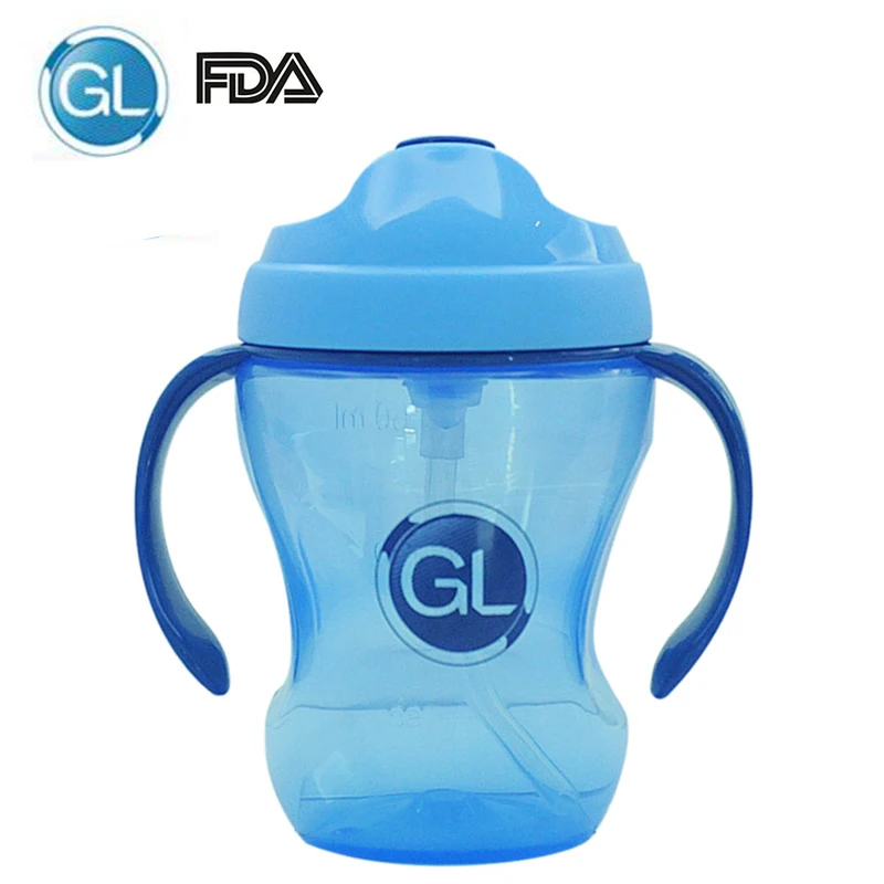 

GL 260ml Baby Kids Bottle Silicone Sippy Training Cup with Straw Handle Children Drinking Feeding Water Cup