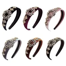 European Vintage Boutique Headband Women Faux Pearl Flower Leaf Wide Hair Hoop Glitter Rhinestone Beads Jewelry Styling Headwear European Vintage Boutique Headband Women Faux Pearl Flower Leaf Wide Hair Hoop Glitter Rhinestone Beads Jewelry Styling Headwear