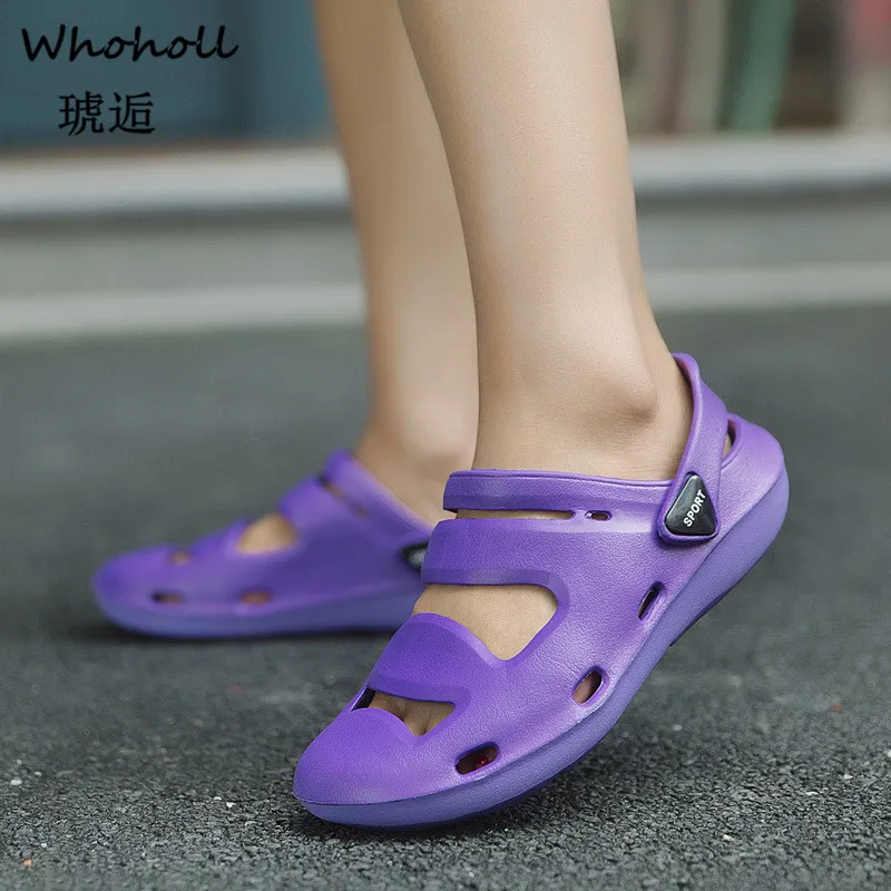 2019 Men Sandals Summer Slippers Shoes Croc Fashion Beach Sandals Casual Flat Slip on Flip Flops Men Hollow Shoes