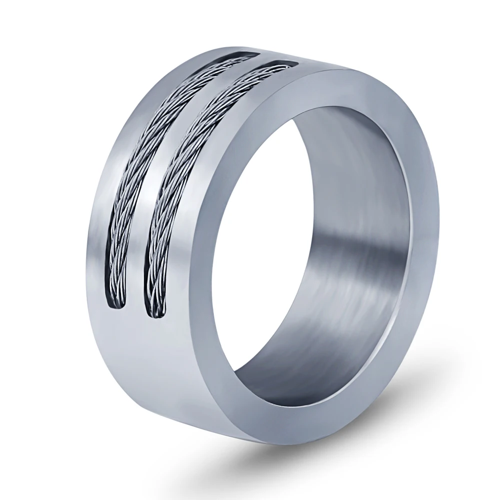 

Men's Punk Rock Ring Fashion stainless Steel Party Jewelry Cool Silver Wire Rings For Male