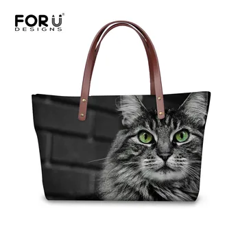 

FORUDESIGNS Black Cat Women Handbag Lady Casual Shoulder Messenger Bags Cross-body Bag For Woman Bolsas Femininas Travel Tote