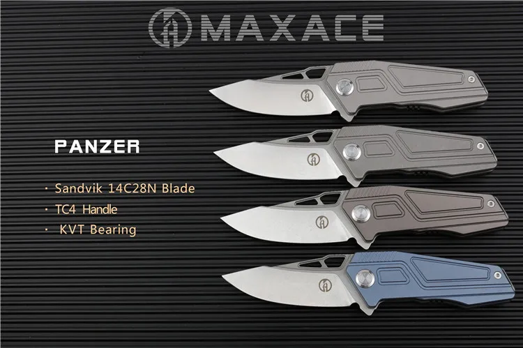 Maxace карманный нож Panzer EDC 14C28N серый лезвие с титановым покрытием