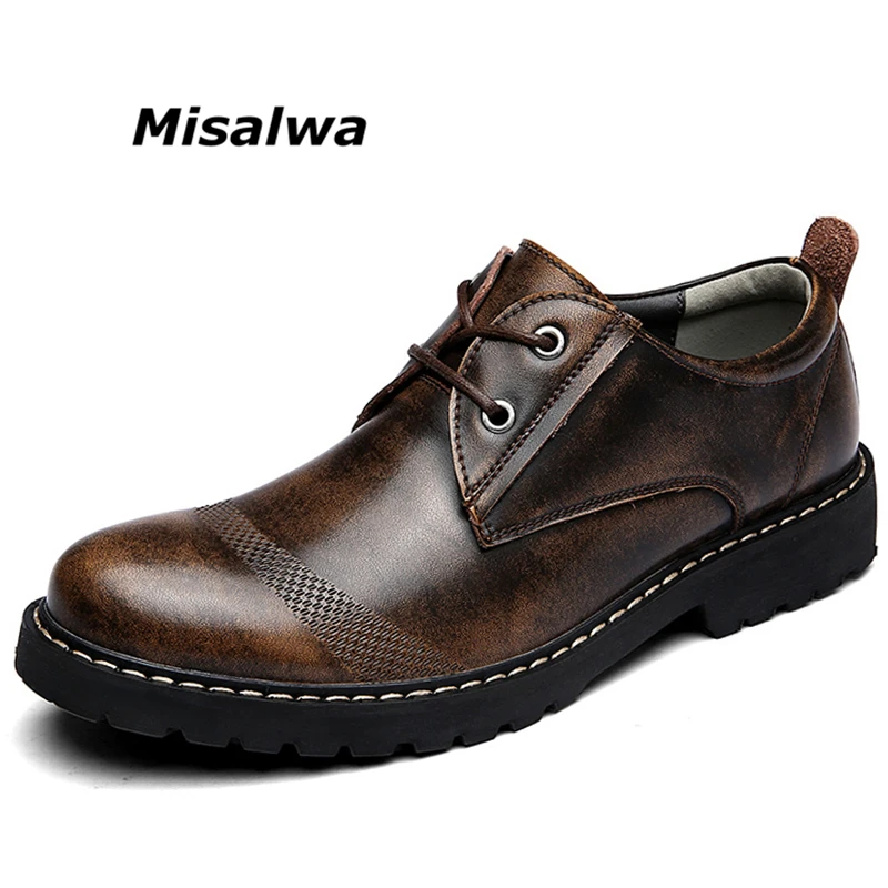 

Misalwa Brand Wear-resistant Men Casual Leather Shoes Work Safety Shoe Mens Military Shoes Retro Oxfords Moccasins 2019 New Hot