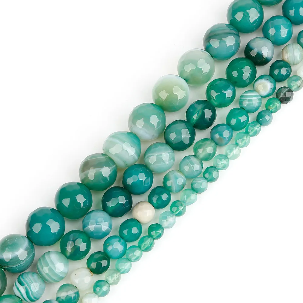 

Natural Stone Beads Faceted Green Stripe Agates Onxy Beads For Jewelry Making DIY Bracelet Necklace 4/6/8/10mm Strand 15''