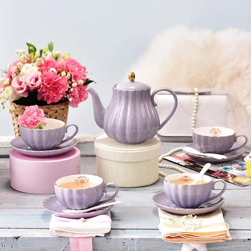 Court Style Afternoon Tea Set Colorful Cup And Saucer Set Coffee Cups