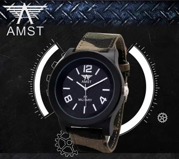 

2019 AMST Brand Quartz Watch for men retro casual canvas sports watches fashion simple big dial military waterproof clock 3001