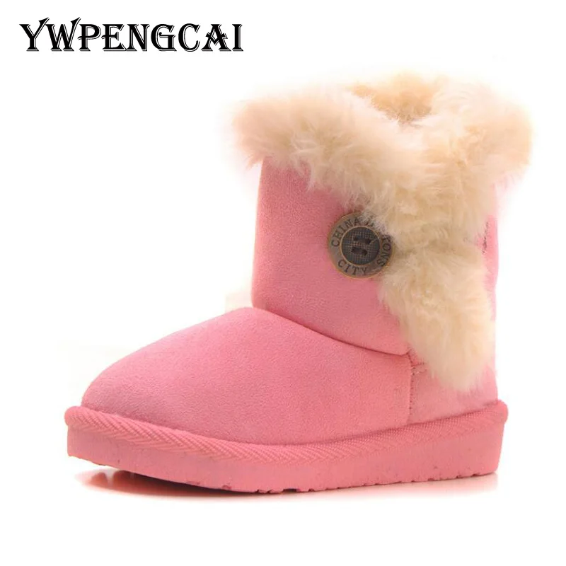 

Size 21-35 Girls Boots Thick Warm Children Snow Boots Soft Flexible Baby Toddler Girl Boots Fur Trim Kids Winter Boots For Girls