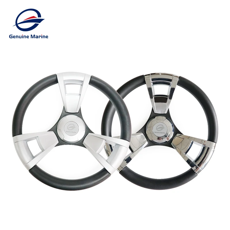 

Genuine Marine Durable 350mm 3/4'' Steering Wheel with Matte Chromed Spokes for Marine Canoe Kayak Boat Yacht Dinghy Accessories