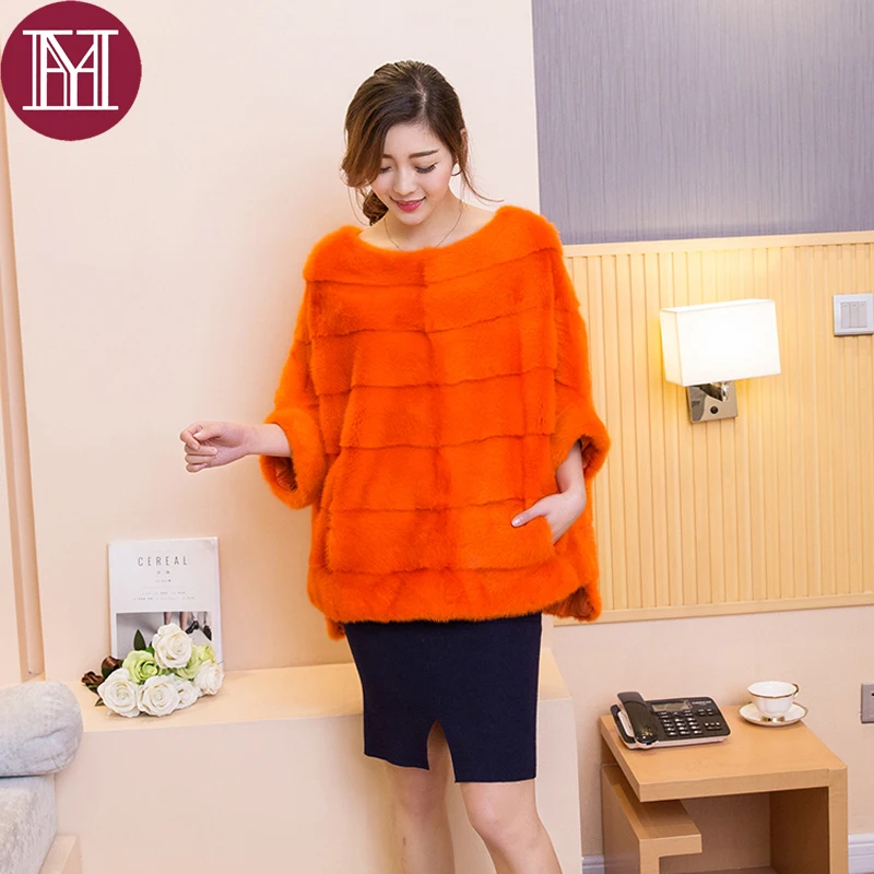 

Luxury women 100% natural mink fur jacket brand top quality lady real mink fur coat batwing sleeve loose style