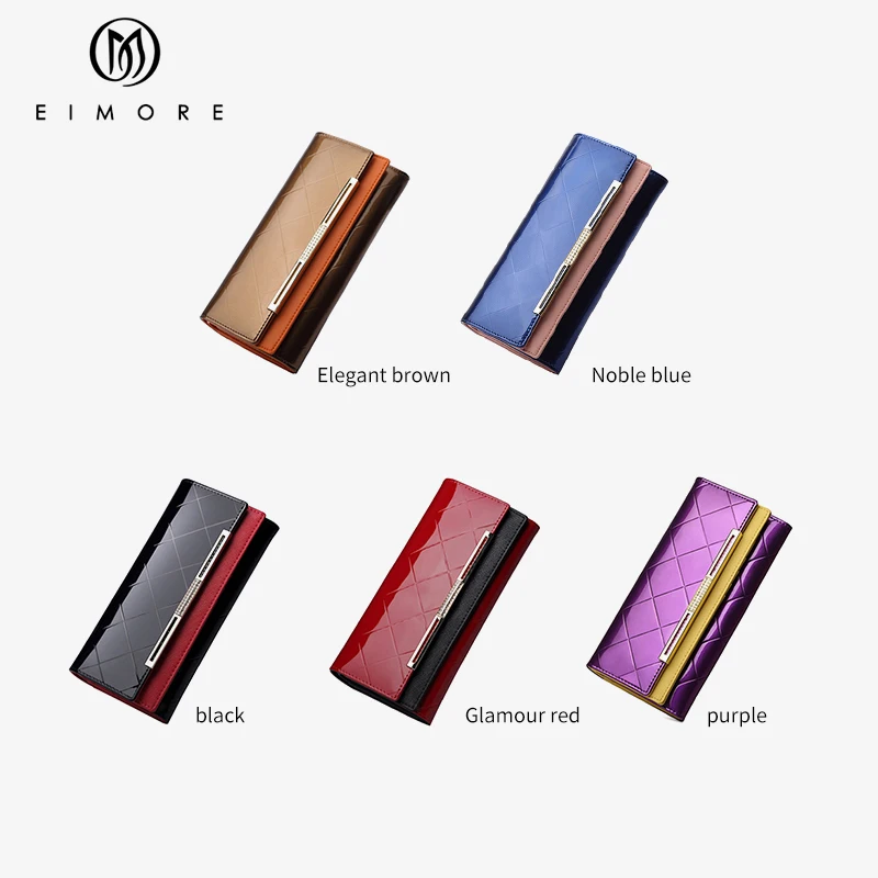 Pаспродажа Женский кошелек из лакированной кожи EIMORE, женский длинный клатч, Дамский кошелек, портмоне, Rfid, роскошный бренд, сумка для денег для девочек, ...