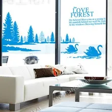 Большие наклейки на стену с изображением Лебединого озера леса дерева, Наклейки на стены с изображением лебедя, украшения для домашнего декора