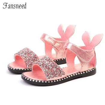 

2019 new summer children's fashion Princess shoes rhinestone rabbit ears girls sandals size 21-size 36