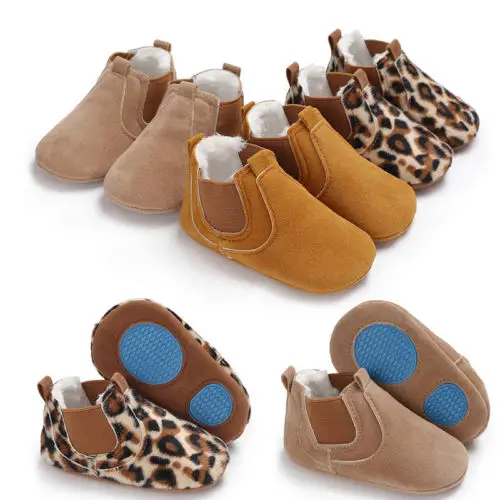 

Lioraitiin 0-18M Toddler Newborn Baby Boy Girl Leather Soft Sole Crib Shoes Sneakers Prewalker Leopard Solid Warm First Walkers