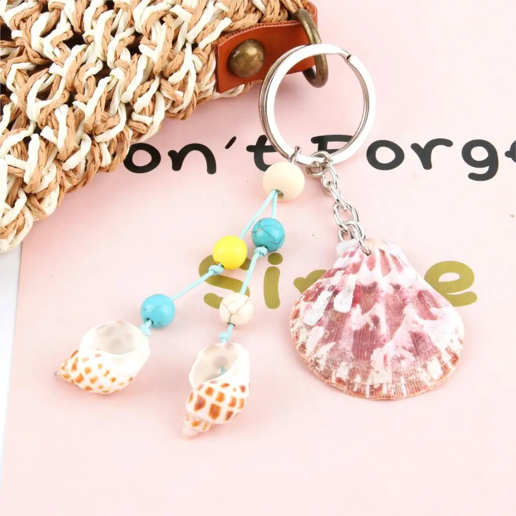 1Pc New Arrival Scallop Snail Shell Keychain Nautical Summer Vacation Pendant Key Ring Gift For Women Girls Jewlery E2474 | Украшения и